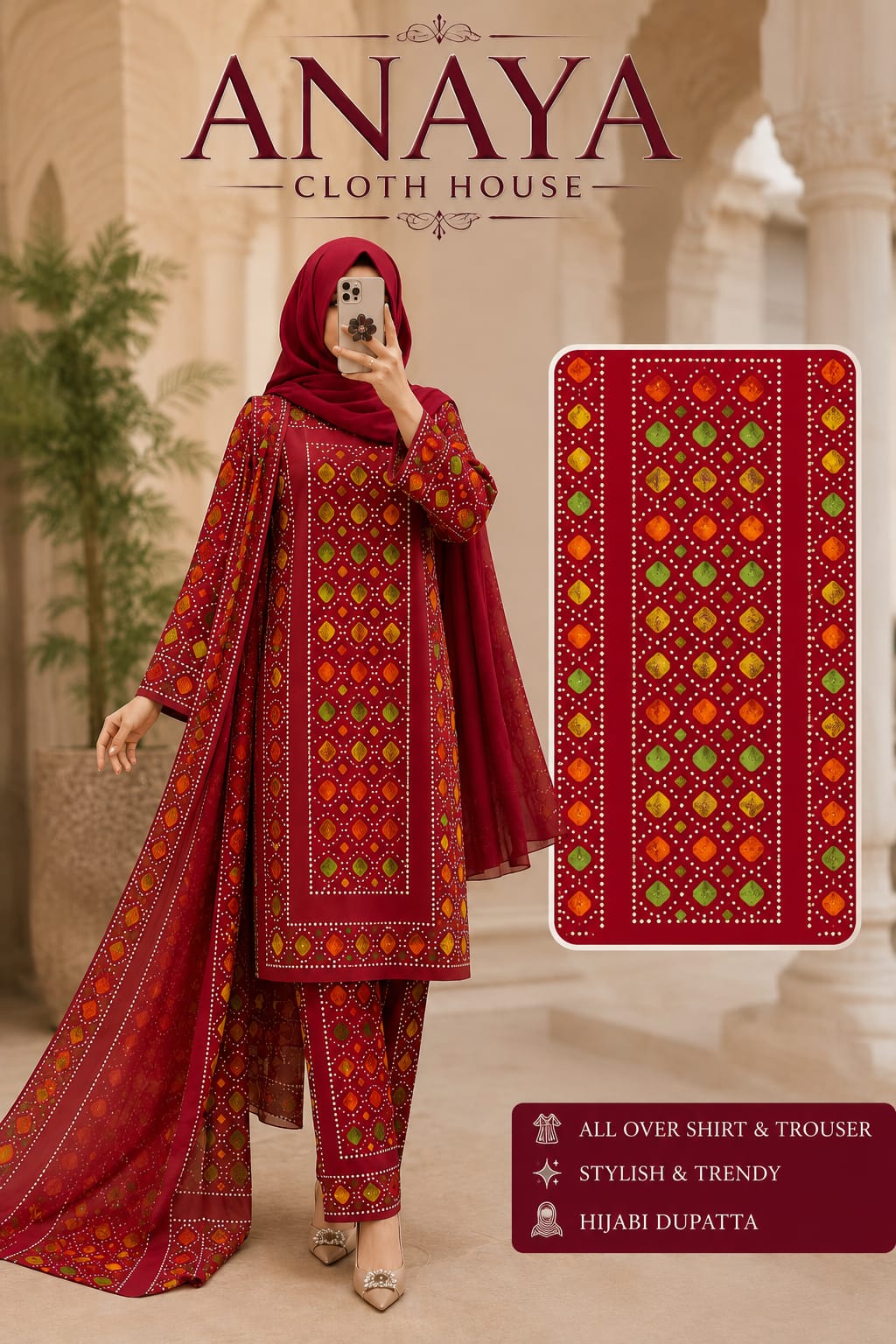 Chunri Collection – 3 Piece Printed Suit