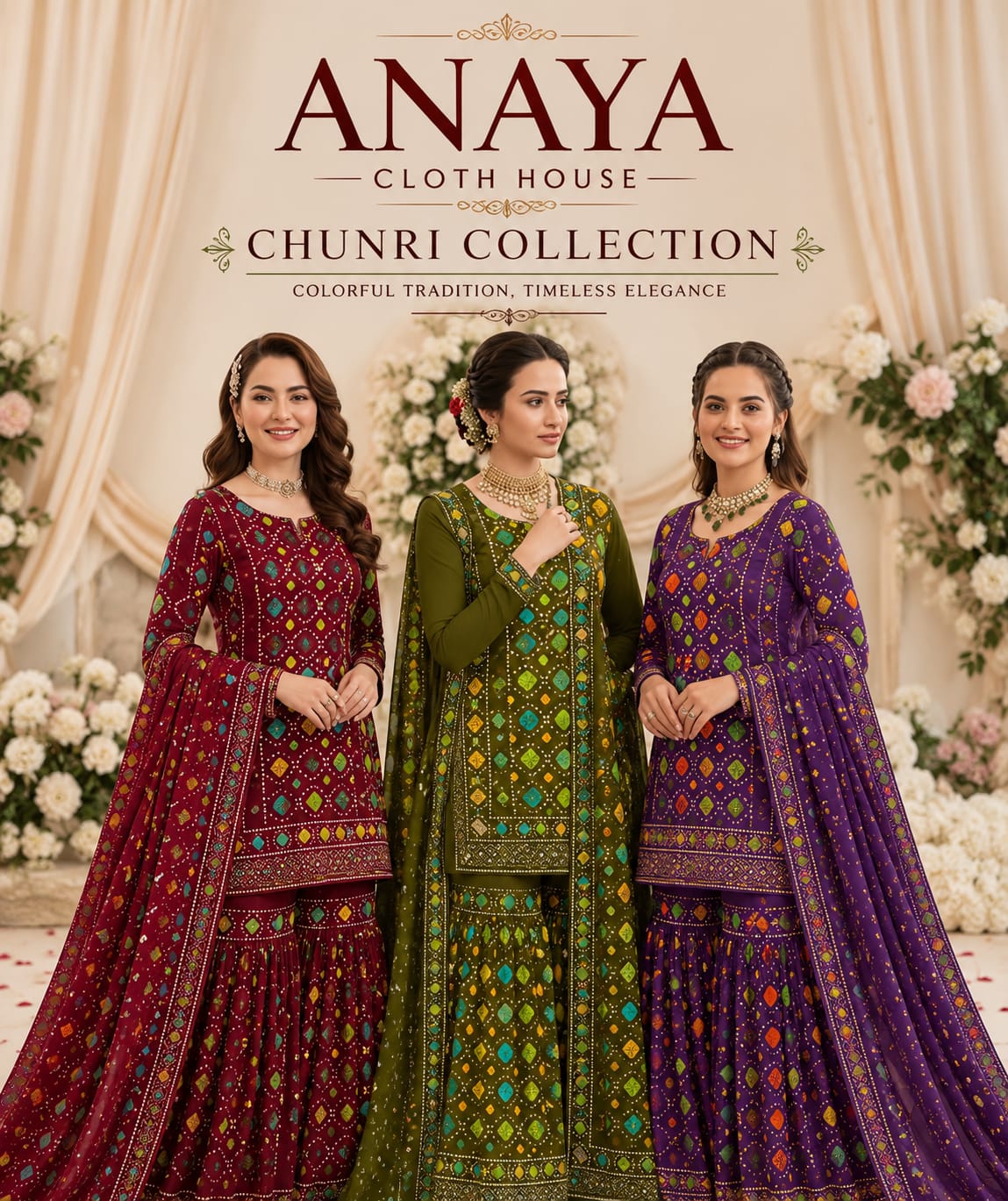Chunri Collection – 3 Piece Printed Suit