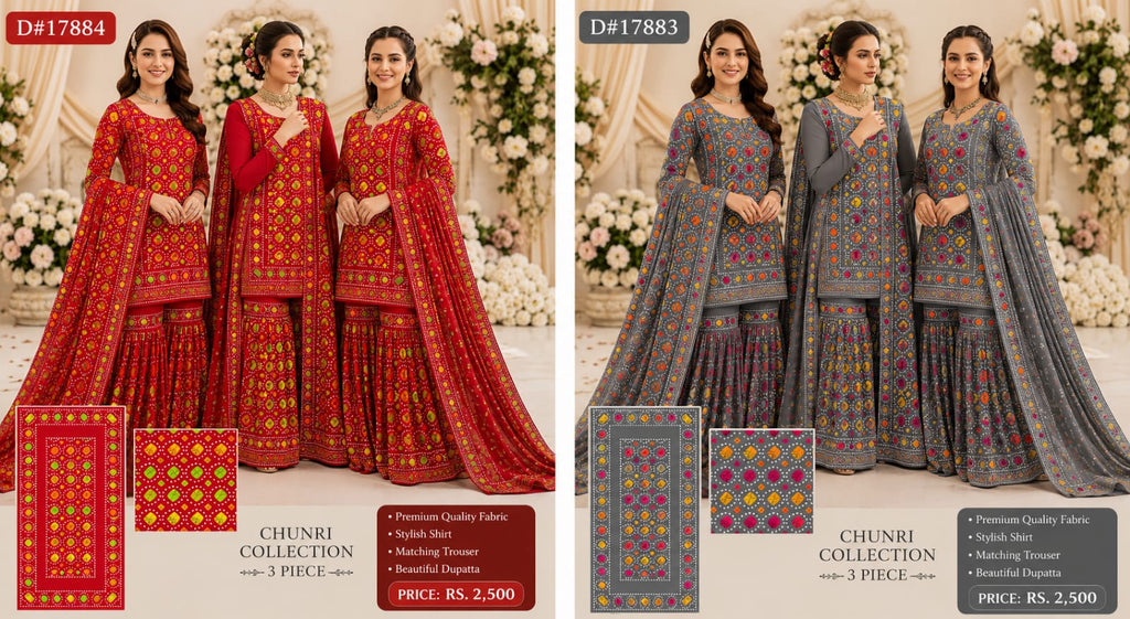 Chunri Collection – 3 Piece Printed Suit