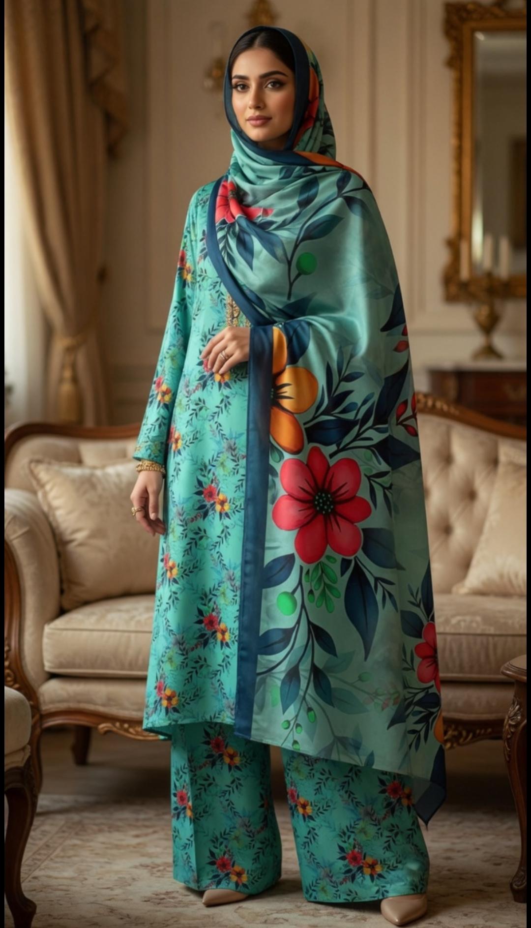 Dorea Lawn 3PC Printed Suit Long Dopatta
